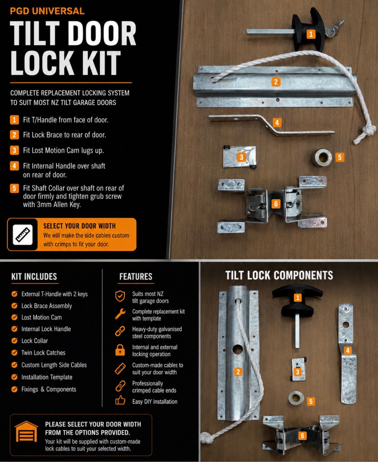 Tilt Door Replacement Lock. Full Kit With Handle, Keys & Fitting Kit