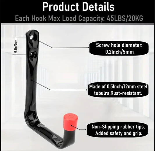 Heavy-Duty Garage Wall Hook – Single Piece