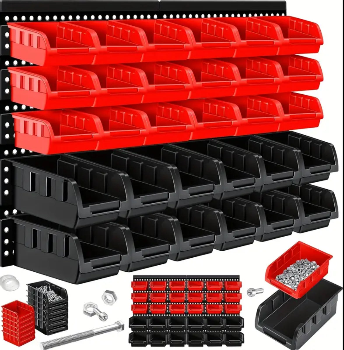 Wall-Mounted Storage Bin Rack – 30 Bin Organizer