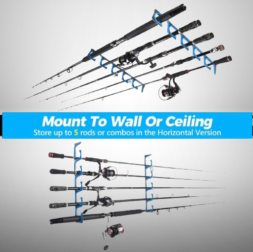 PGS Fishing Rod Holder – Wall & Ceiling Mount Storage Rack