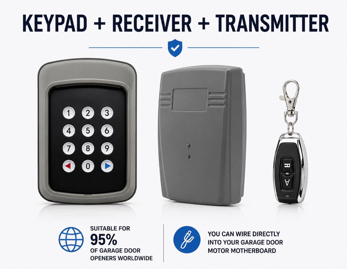 Universal KeyPad & Remote With Receiver. Pair Remotes To Any Garage Or Gate Motor In NZ