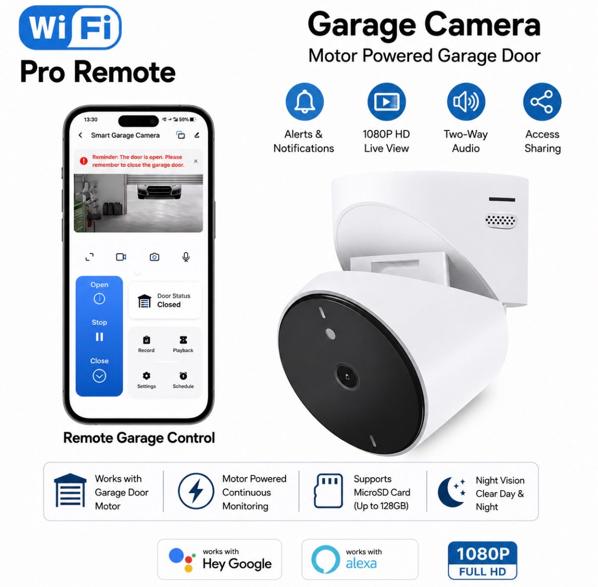 Wifi Garage Door Motor Garage Camera. Universal All NZ Models