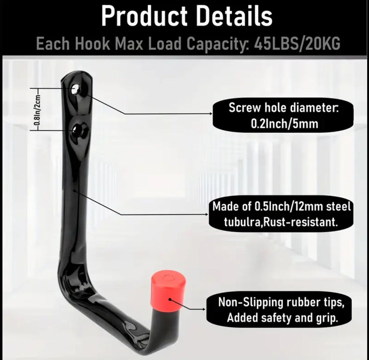 Heavy-Duty Garage Wall Hook – Single Piece
