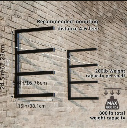 PGS Heavy-Duty Lumber Storage Racks– Wall-Mounted Metal Rack for Wood, Pipes & More