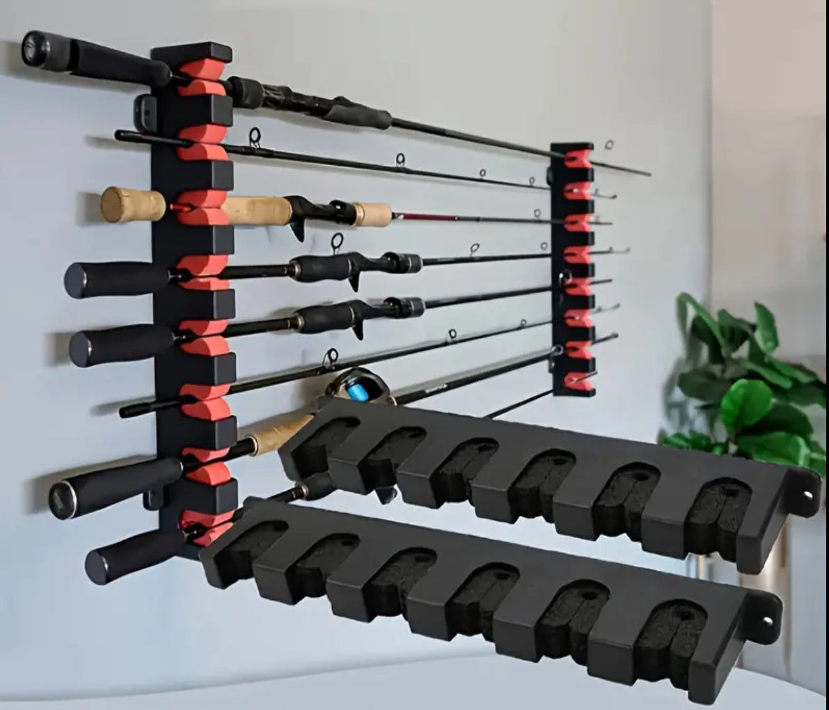 Premium Wall-Mounted Fishing Rod Rack – 2-Piece Set