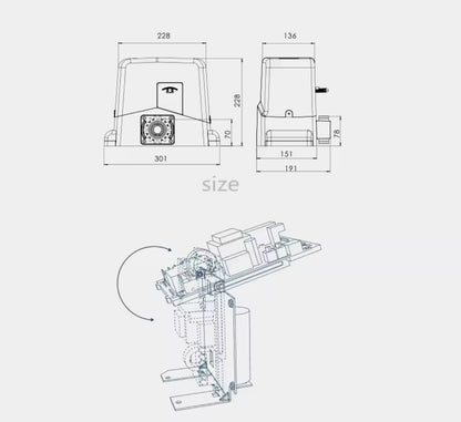 Sliding Gate Motor PGR-800 Includes Remotes And Keypad