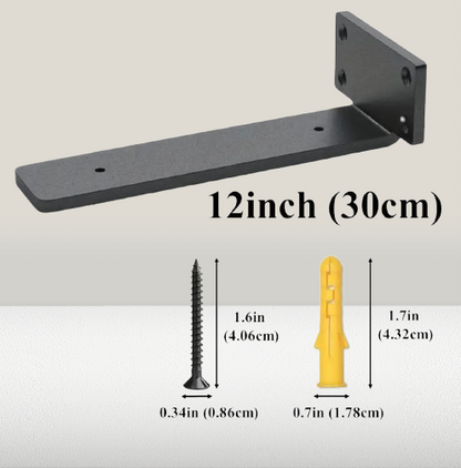 PGS Heavy-Duty Cast Iron Floating Shelf Brackets (2-Pack) – Black Metal Wall Shelf Supports